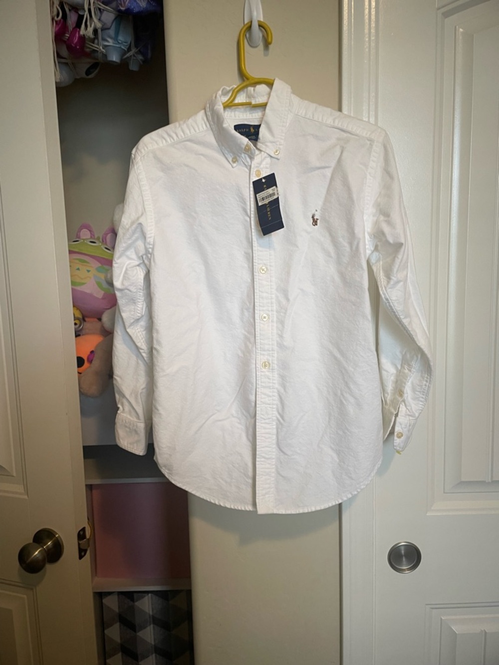 Ralph Lauren White Button-Down Dress Shirt with Pony Logo
